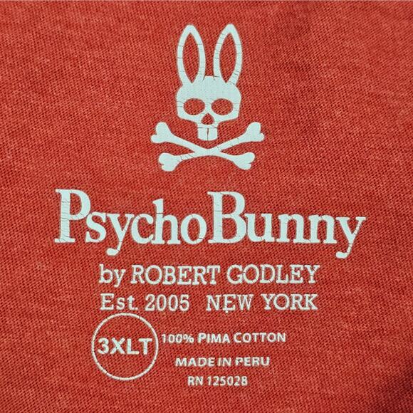 Psycho Bunny Shirt Mens 3XL Red V Neck Short Sleeve T Shirt Casual PIma Cotton - Picture 5 of 9
